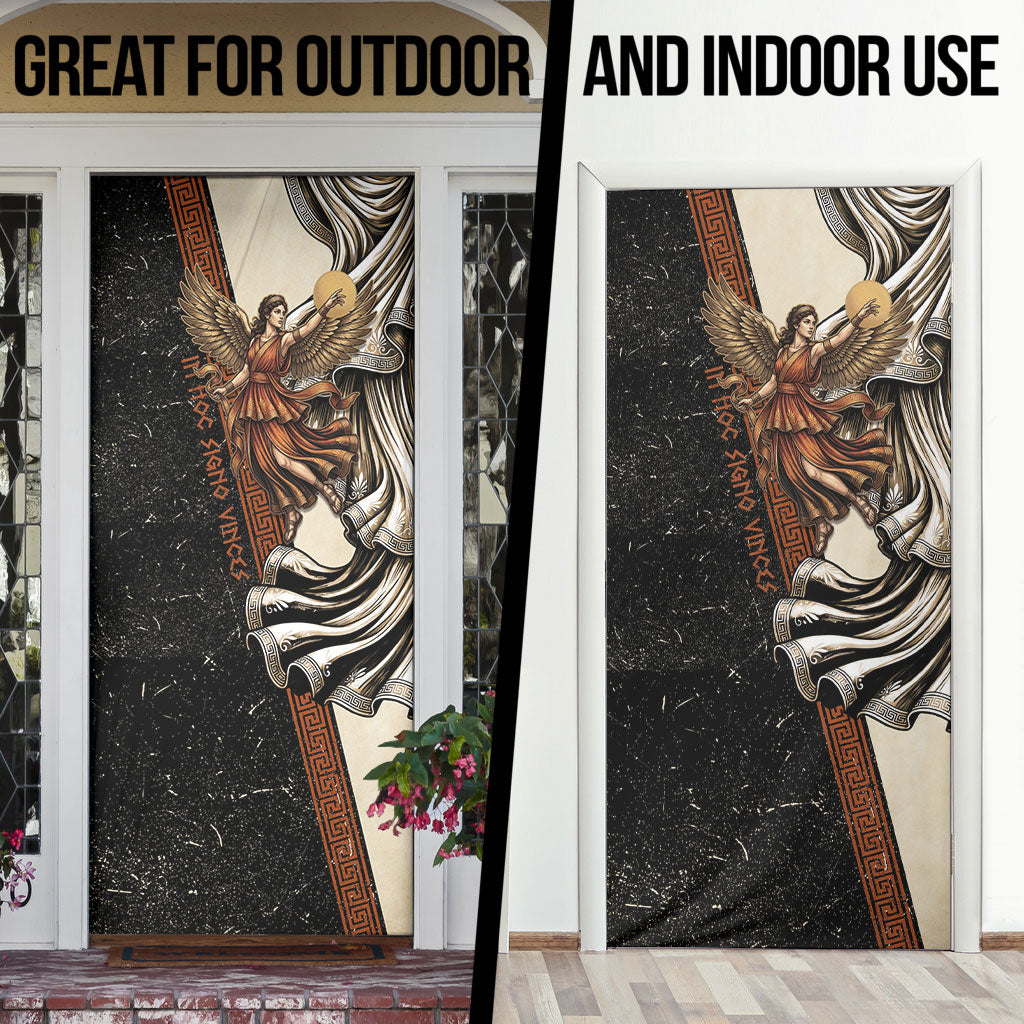 Nike Goddess Door Cover Winged Goddess Lyre Instrument And Greek Key