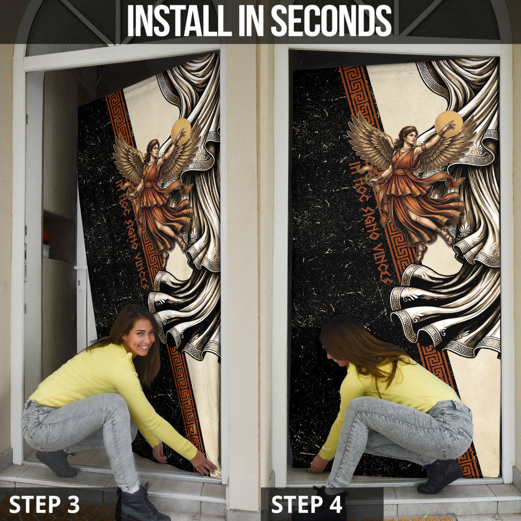 Nike Goddess Door Cover Winged Goddess Lyre Instrument And Greek Key