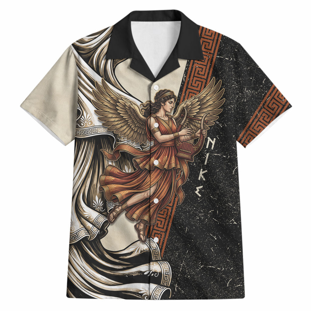 Nike Goddess Hawaiian Shirt Winged Goddess Lyre Instrument And Greek Key