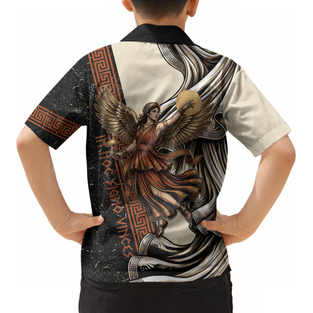 Nike Goddess Kid Hawaiian Shirt Winged Goddess Lyre Instrument And Greek Key