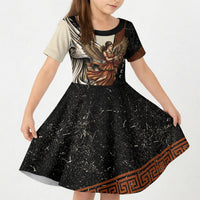 Nike Goddess Kid Short Sleeve Dress Winged Goddess Lyre Instrument And Greek Key