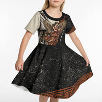 Nike Goddess Kid Short Sleeve Dress Winged Goddess Lyre Instrument And Greek Key