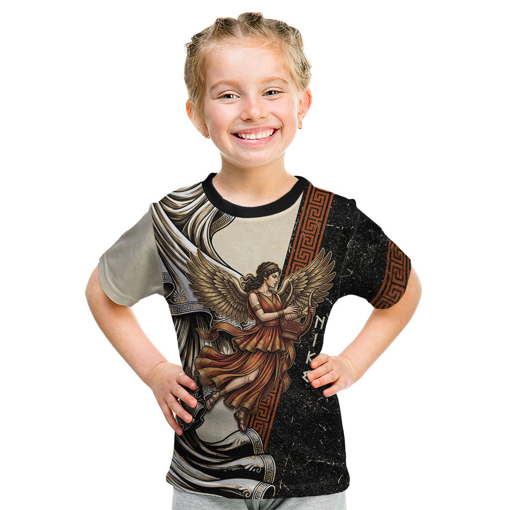 Nike Goddess Kid T Shirt Winged Goddess Lyre Instrument And Greek Key