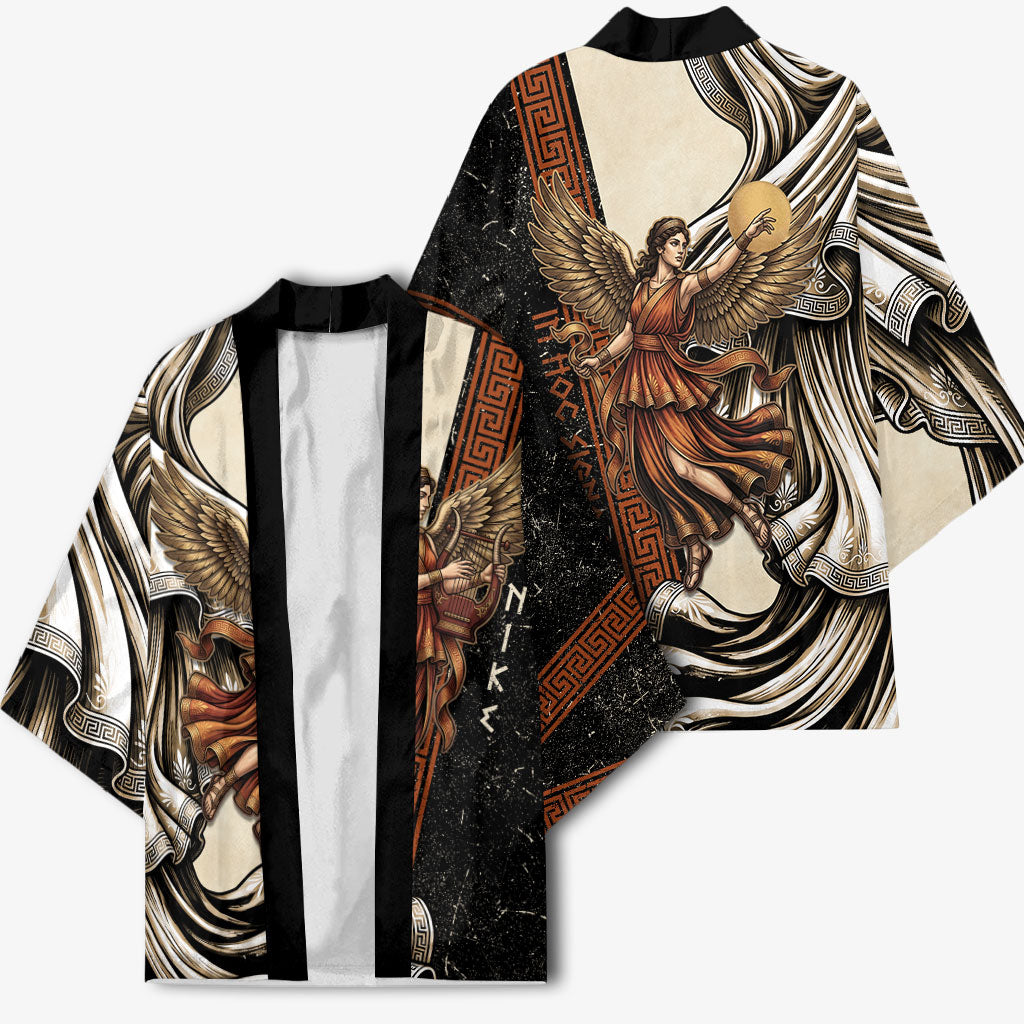 Nike Goddess Kimono Winged Goddess Lyre Instrument And Greek Key