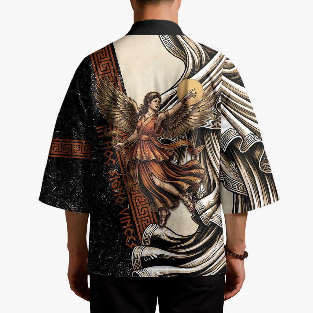 Nike Goddess Kimono Winged Goddess Lyre Instrument And Greek Key