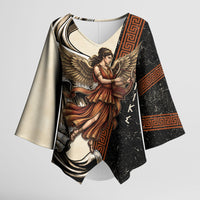 Nike Goddess Kimono Sleeve Blouse Winged Goddess Lyre Instrument And Greek Key