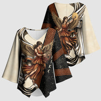 Nike Goddess Kimono Sleeve Blouse Winged Goddess Lyre Instrument And Greek Key