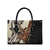 Nike Goddess Leather Bag Winged Goddess Lyre Instrument And Greek Key