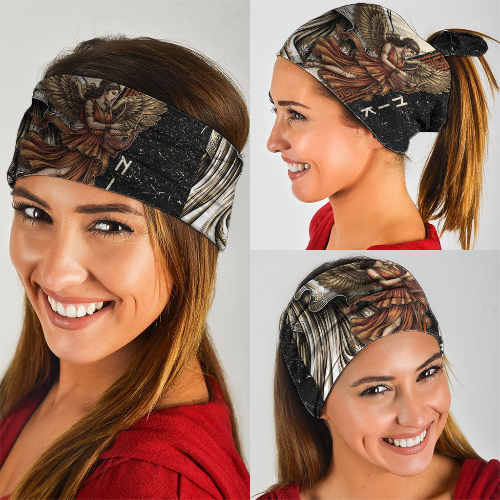 Nike Goddess Neck Gaiter Winged Goddess Lyre Instrument And Greek Key