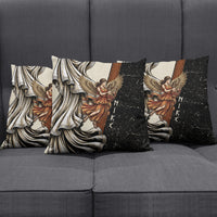 Nike Goddess Pillow Cover Winged Goddess Lyre Instrument And Greek Key