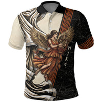 Nike Goddess Polo Shirt Winged Goddess Lyre Instrument And Greek Key