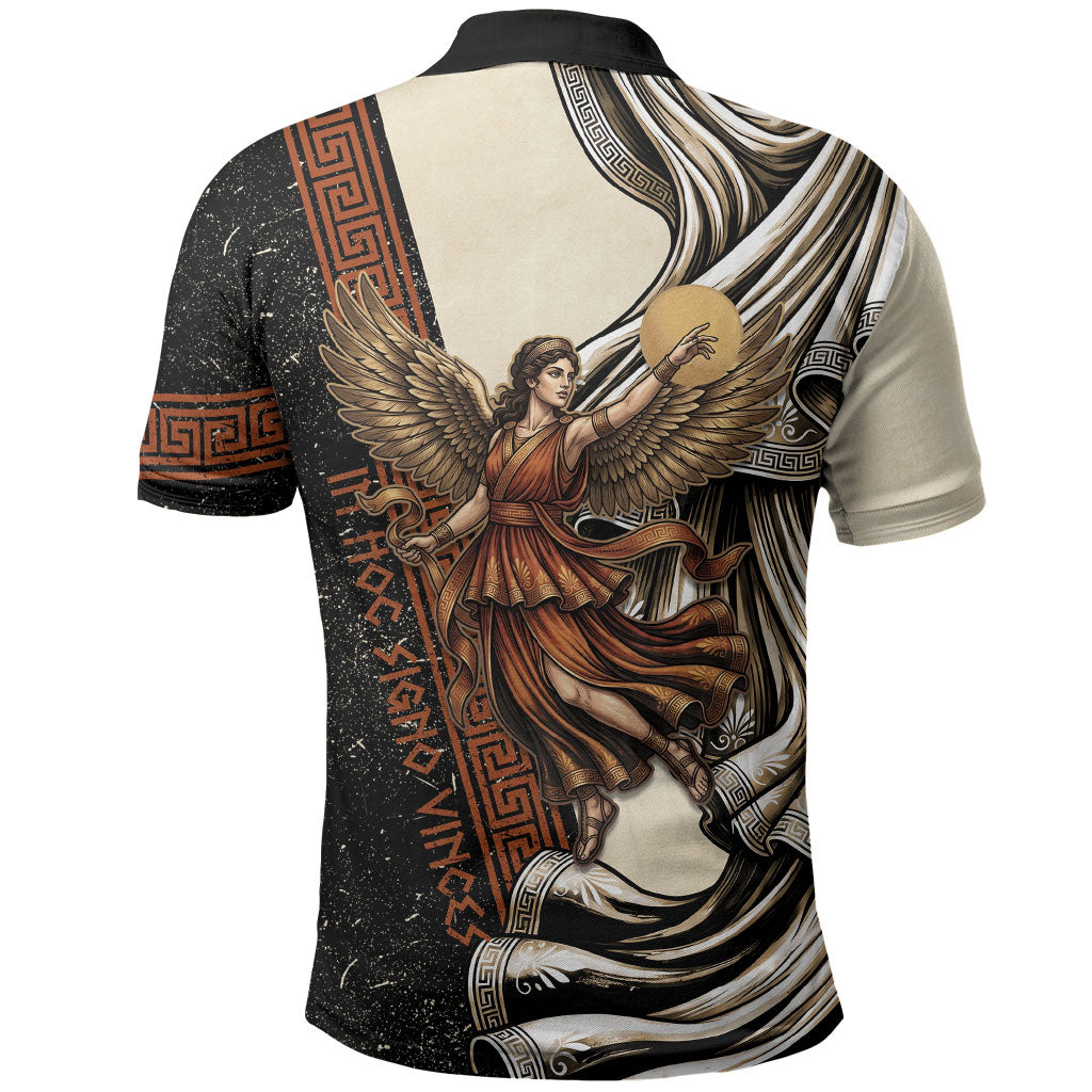 Nike Goddess Polo Shirt Winged Goddess Lyre Instrument And Greek Key