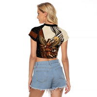 Nike Goddess Raglan Cropped T Shirt Winged Goddess Lyre Instrument And Greek Key