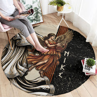 Nike Goddess Round Carpet Winged Goddess Lyre Instrument And Greek Key