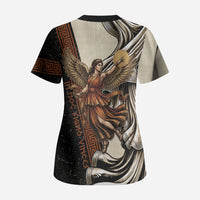 Nike Goddess Scrub Top Winged Goddess Lyre Instrument And Greek Key