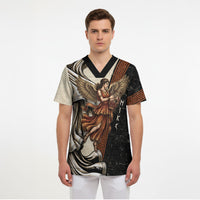 Nike Goddess Scrub Top Winged Goddess Lyre Instrument And Greek Key