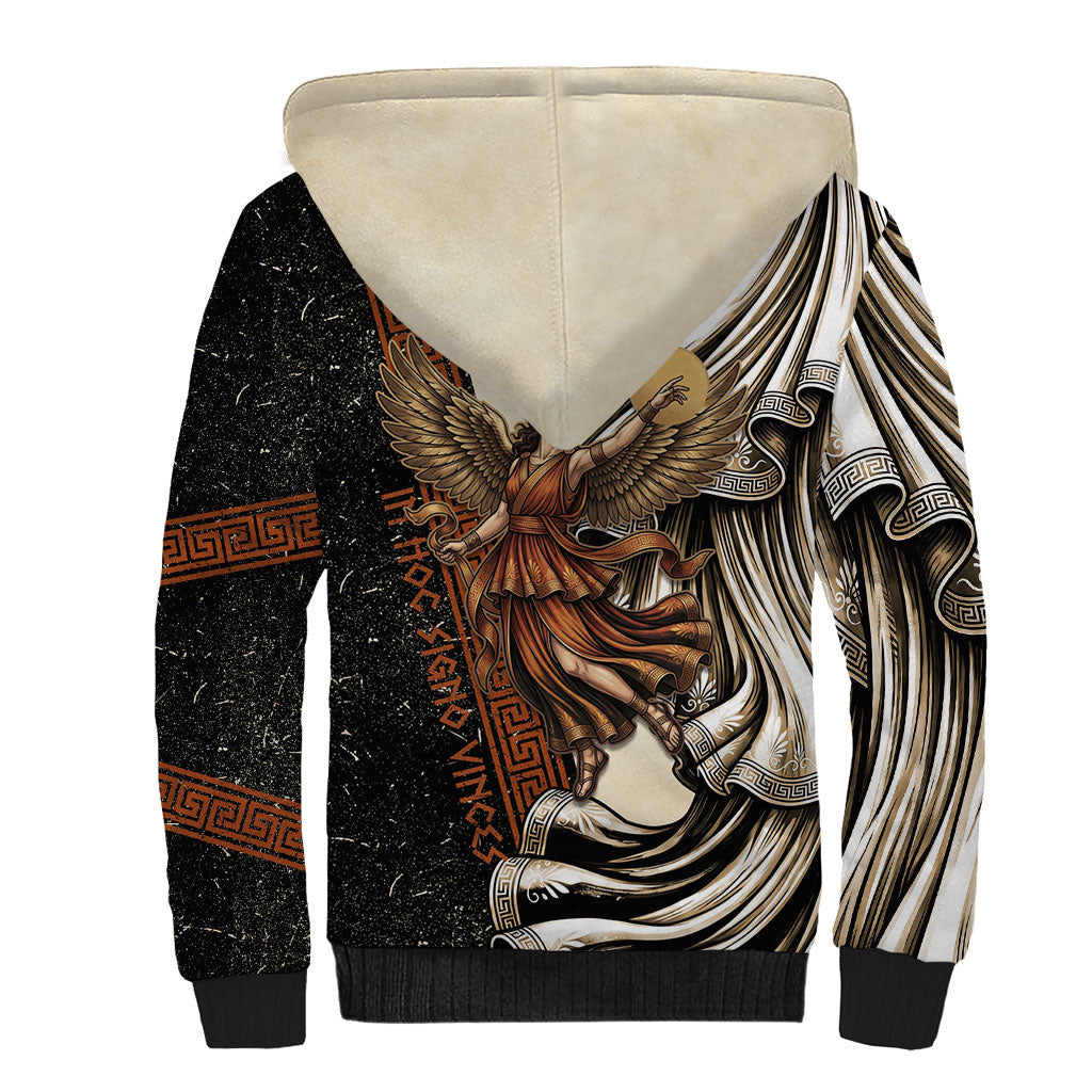 Nike Goddess Sherpa Hoodie Winged Goddess Lyre Instrument And Greek Key