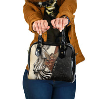 Nike Goddess Shoulder Handbag Winged Goddess Lyre Instrument And Greek Key