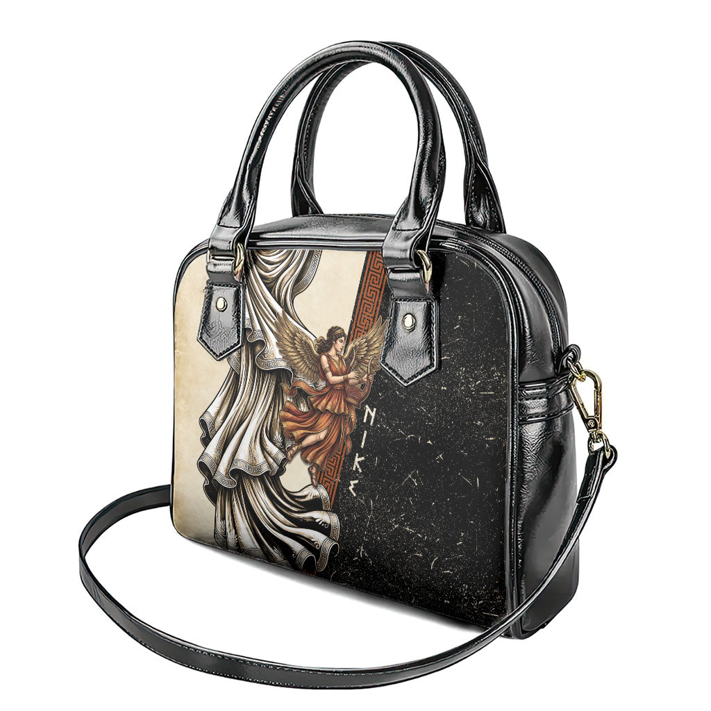 Nike Goddess Shoulder Handbag Winged Goddess Lyre Instrument And Greek Key