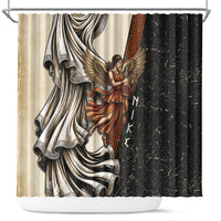 Nike Goddess Shower Curtain Winged Goddess Lyre Instrument And Greek Key