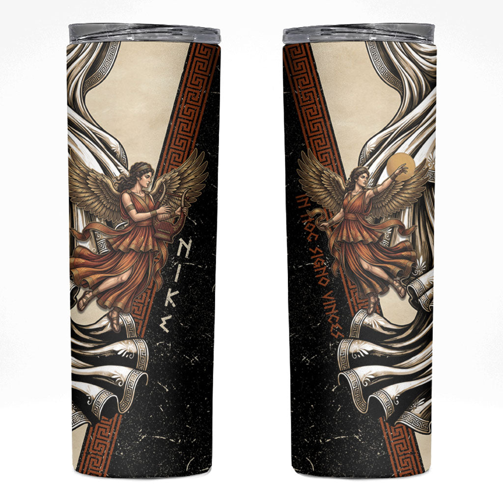 Nike Goddess Skinny Tumbler Winged Goddess Lyre Instrument And Greek Key