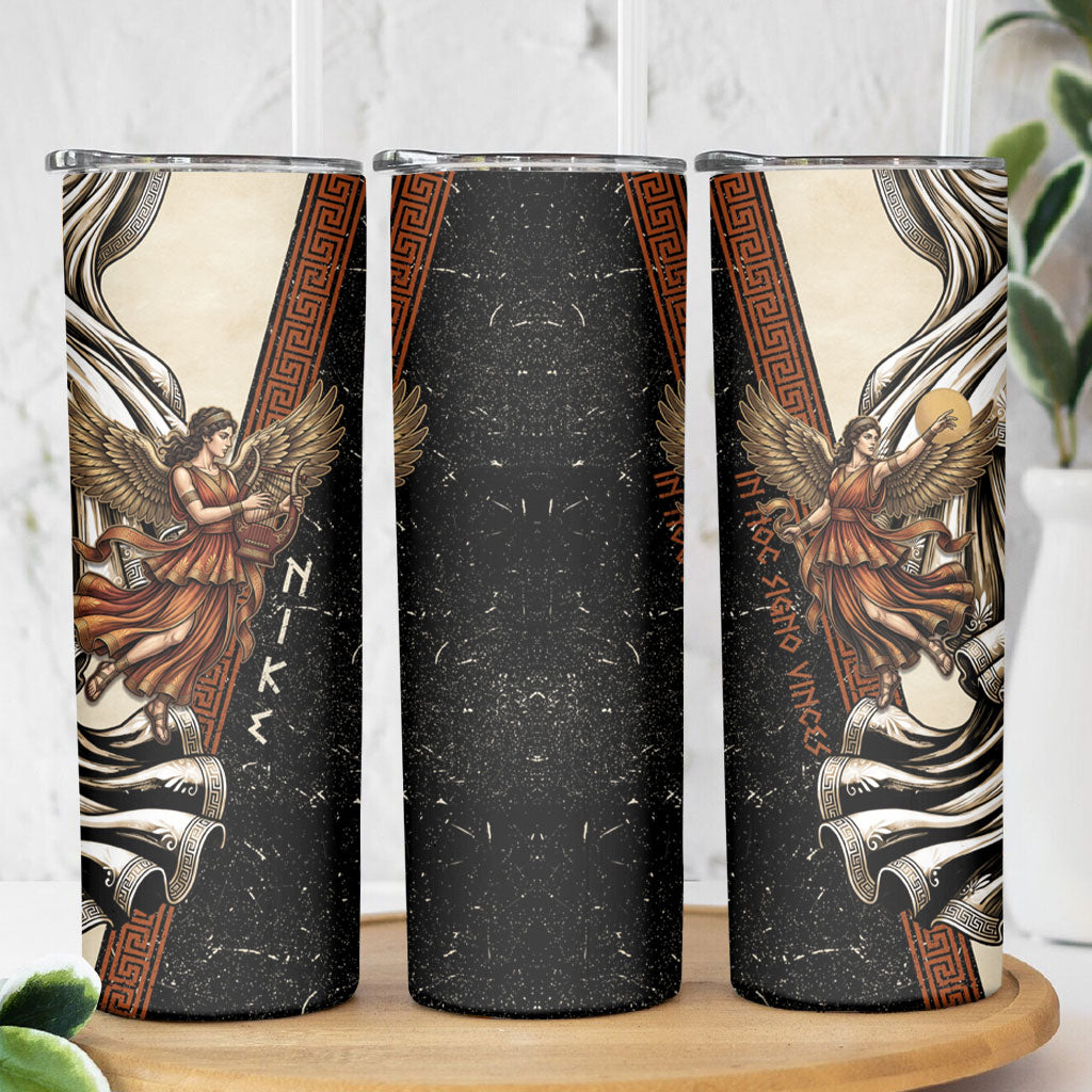 Nike Goddess Skinny Tumbler Winged Goddess Lyre Instrument And Greek Key
