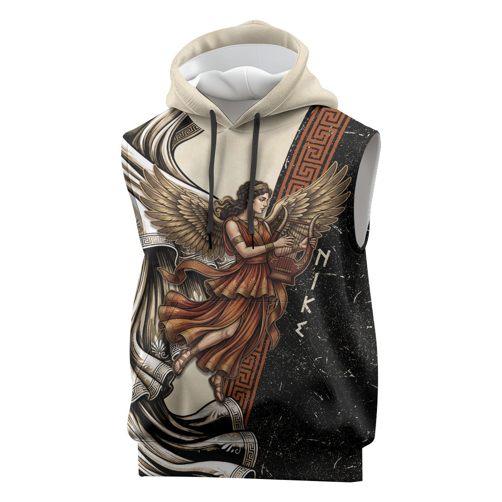 Nike Goddess Sleeveless Hoodie Winged Goddess Lyre Instrument And Greek Key
