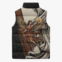 Nike Goddess Sleeveless Puffer Jacket Winged Goddess Lyre Instrument And Greek Key