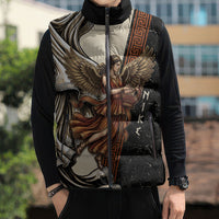 Nike Goddess Sleeveless Puffer Jacket Winged Goddess Lyre Instrument And Greek Key