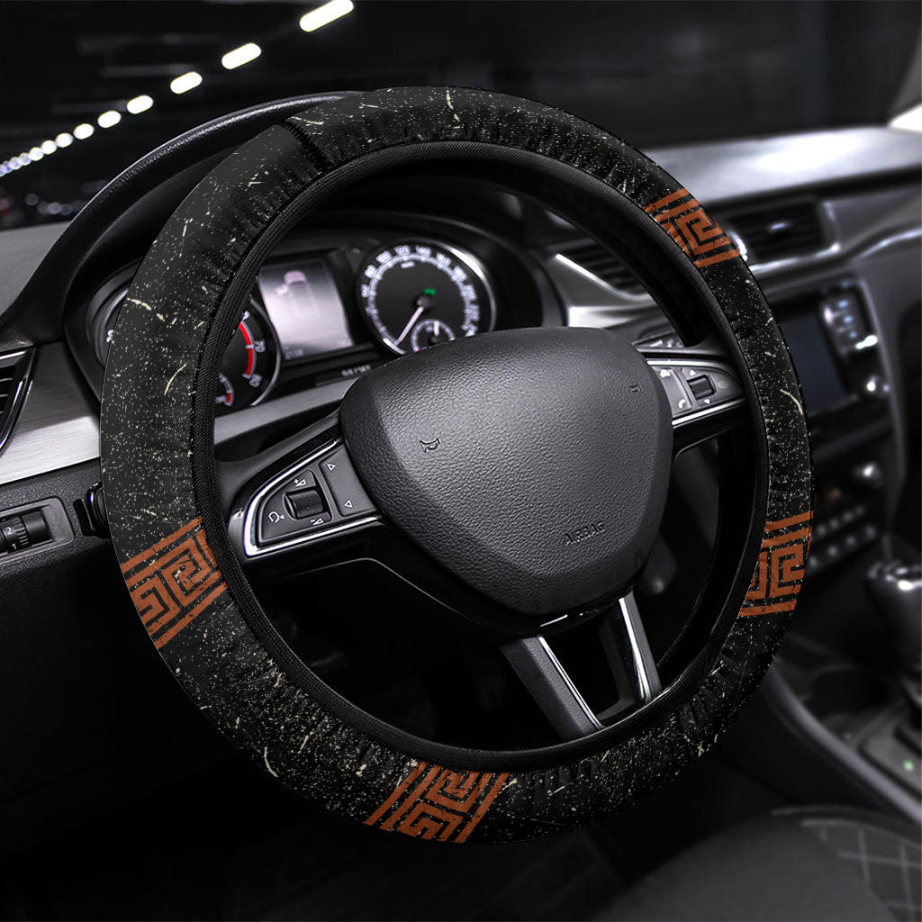 Nike Goddess Steering Wheel Cover Winged Goddess Lyre Instrument And Greek Key