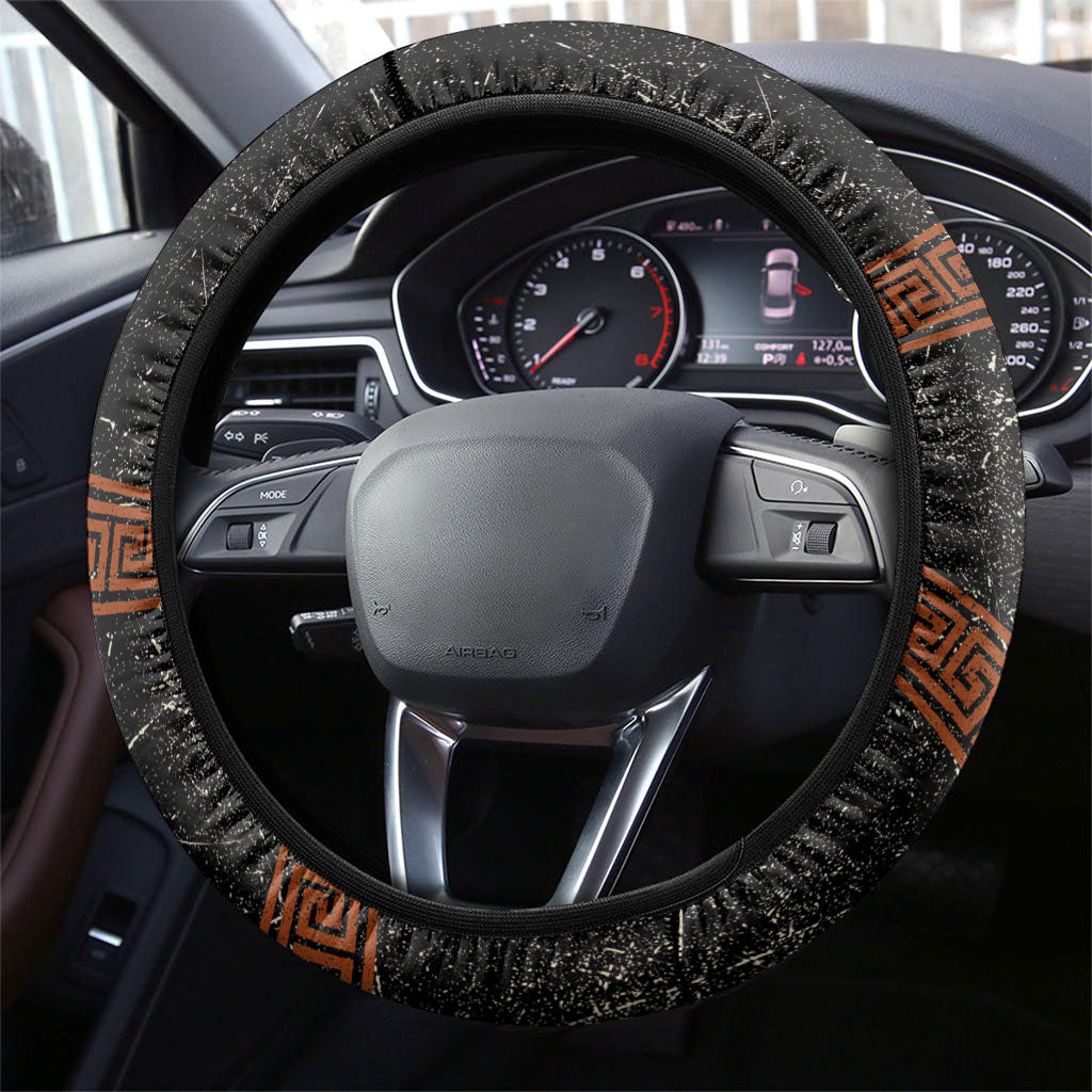 Nike Goddess Steering Wheel Cover Winged Goddess Lyre Instrument And Greek Key