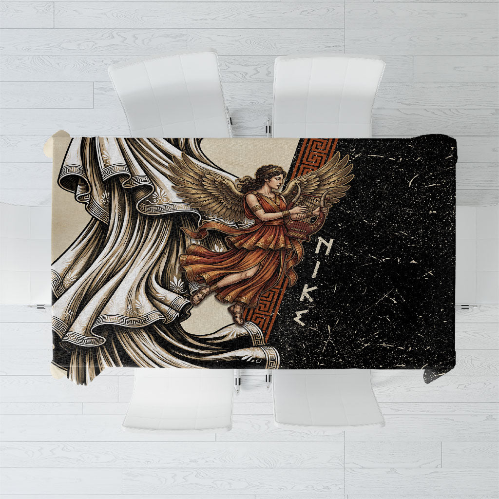 Nike Goddess Tablecloth Winged Goddess Lyre Instrument And Greek Key