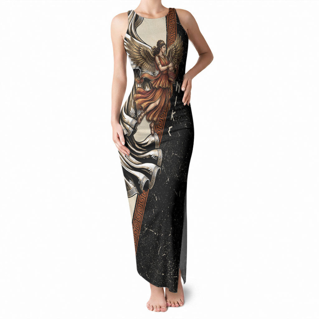 Nike Goddess Tank Maxi Dress Winged Goddess Lyre Instrument And Greek Key
