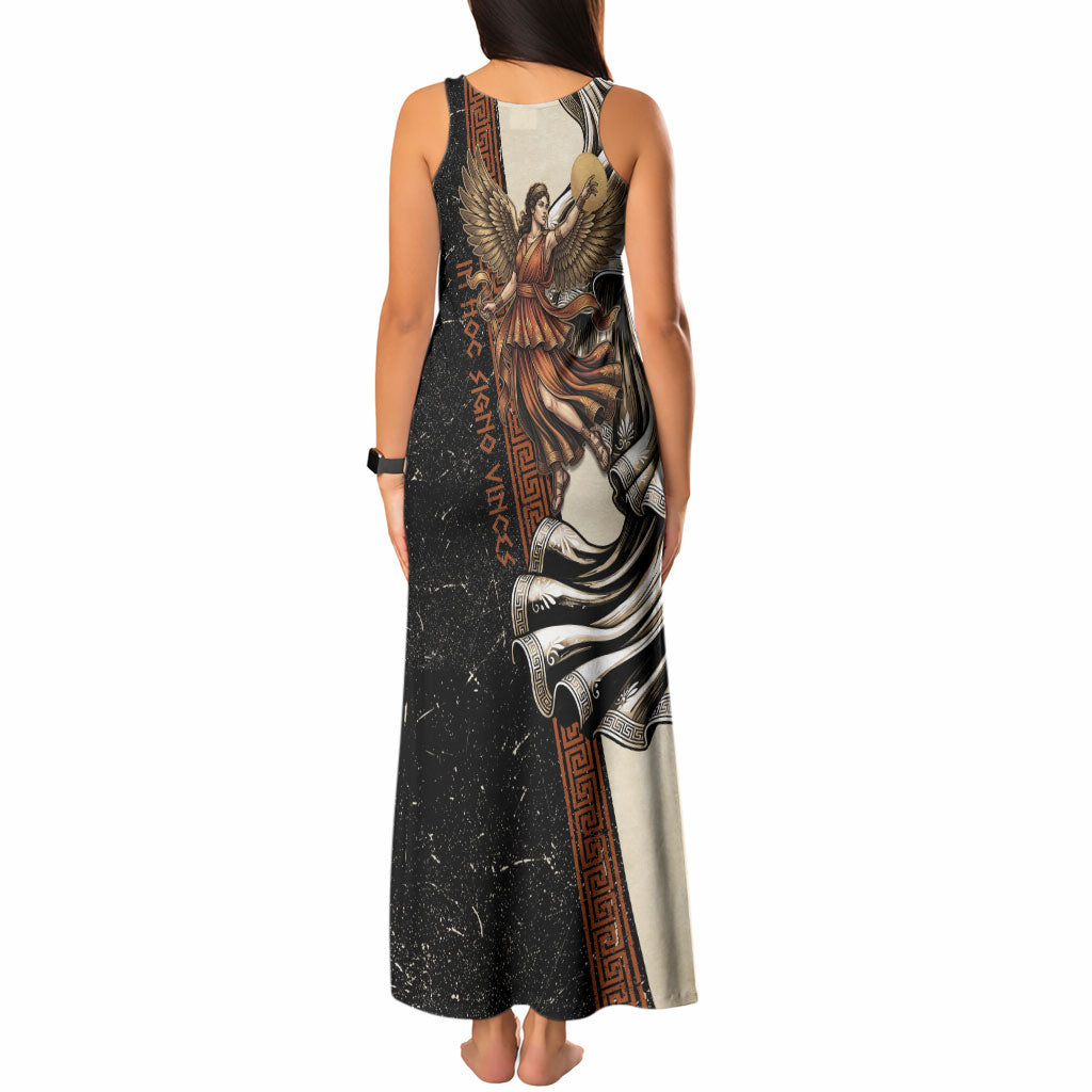 Nike Goddess Tank Maxi Dress Winged Goddess Lyre Instrument And Greek Key