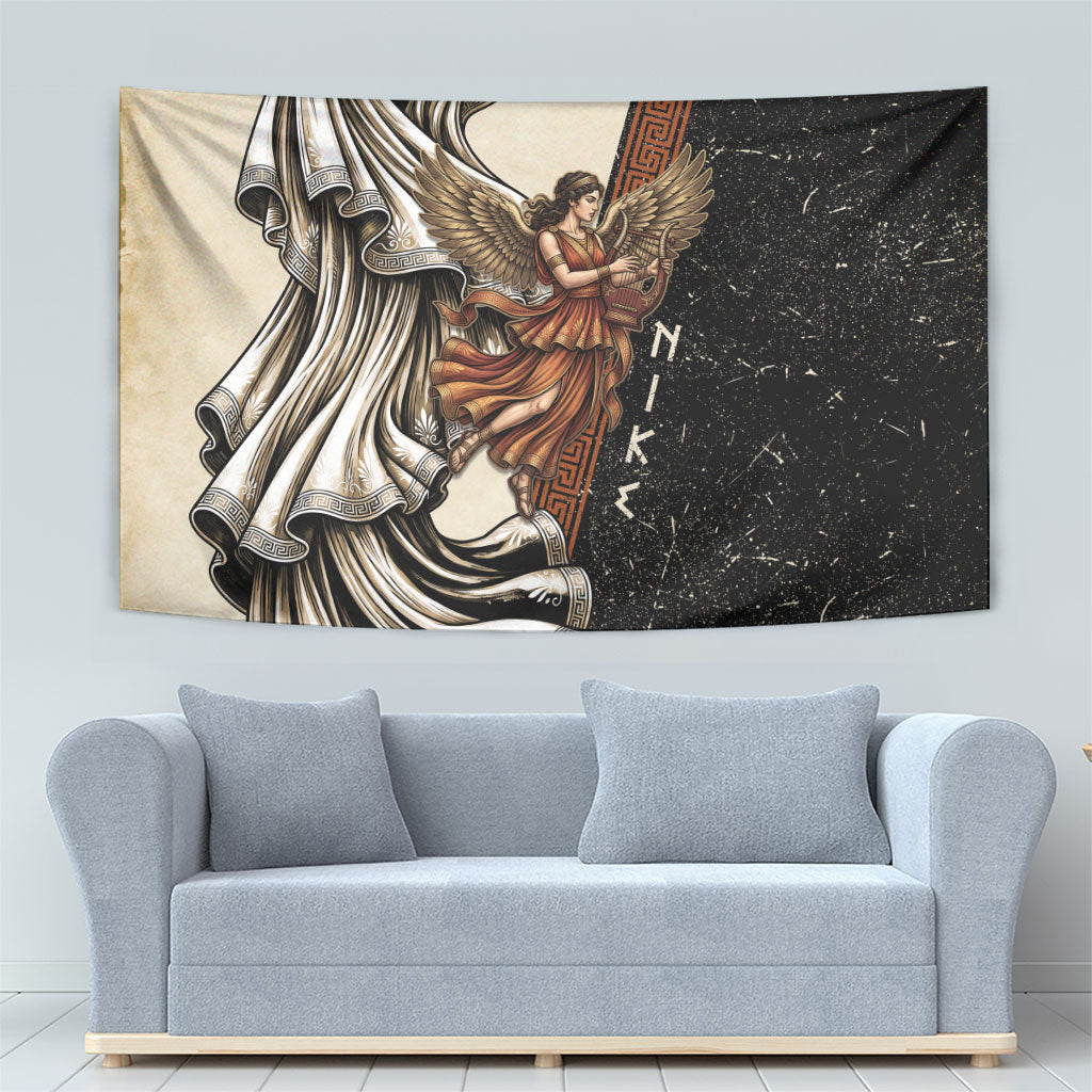 Nike Goddess Tapestry Winged Goddess Lyre Instrument And Greek Key