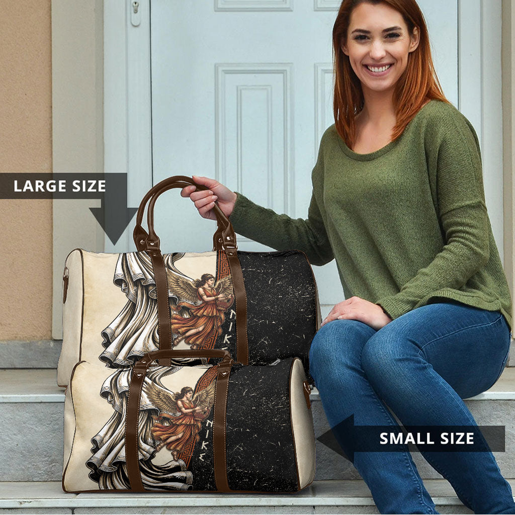 Nike Goddess Travel Bag Winged Goddess Lyre Instrument And Greek Key