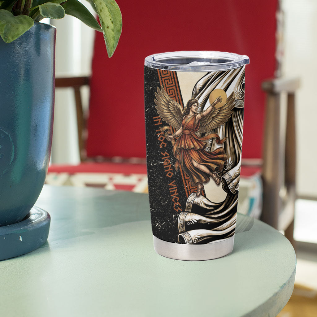 Nike Goddess Tumbler Cup Winged Goddess Lyre Instrument And Greek Key