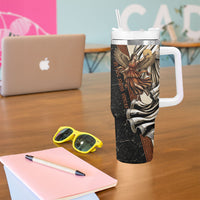 Nike Goddess Tumbler With Handle Winged Goddess Lyre Instrument And Greek Key
