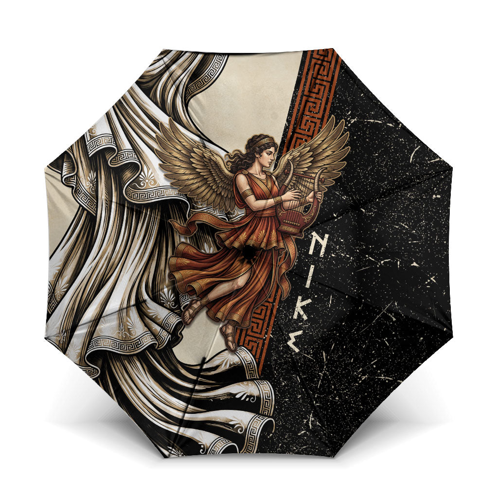 Nike Goddess Umbrella Winged Goddess Lyre Instrument And Greek Key