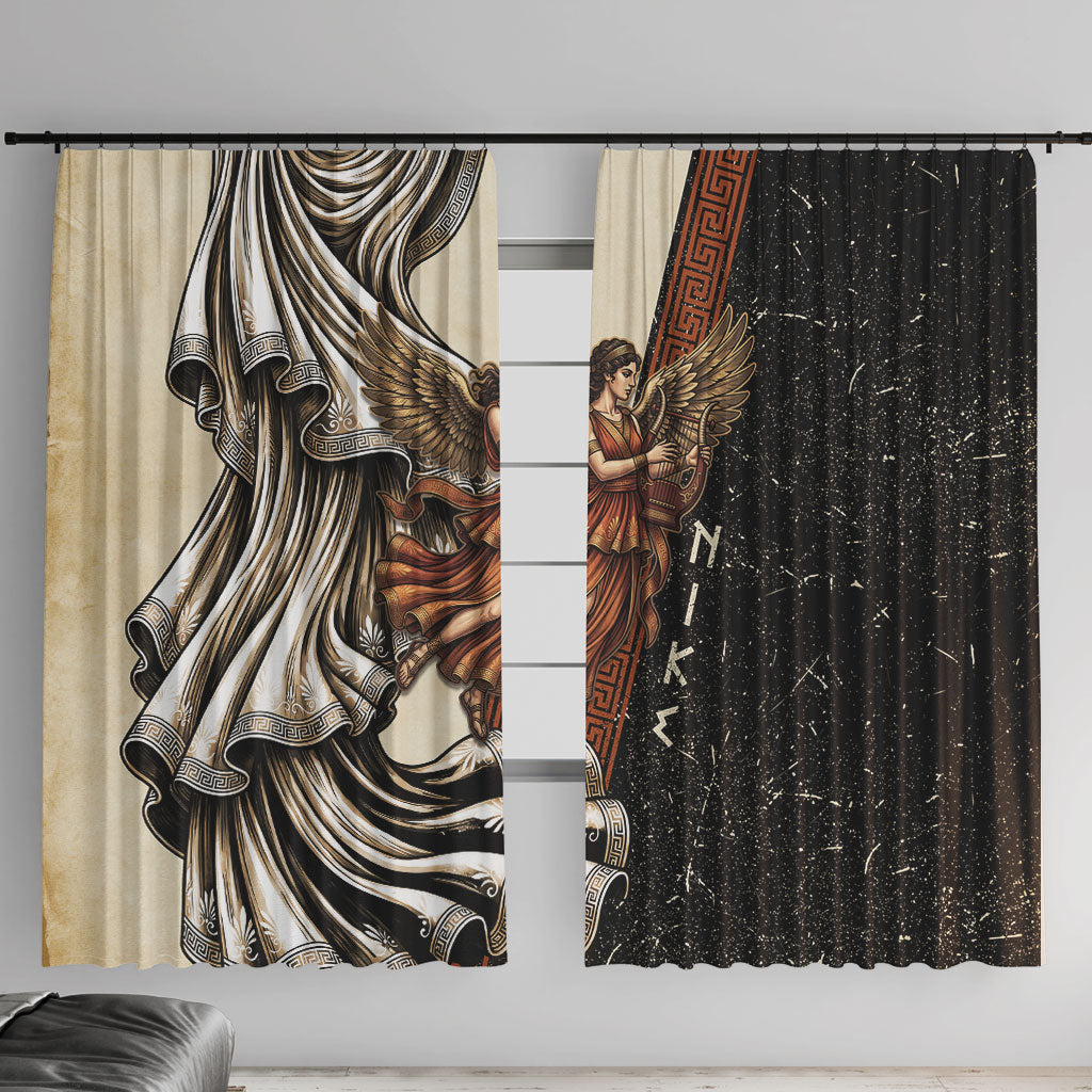 Nike Goddess Window Curtain Winged Goddess Lyre Instrument And Greek Key