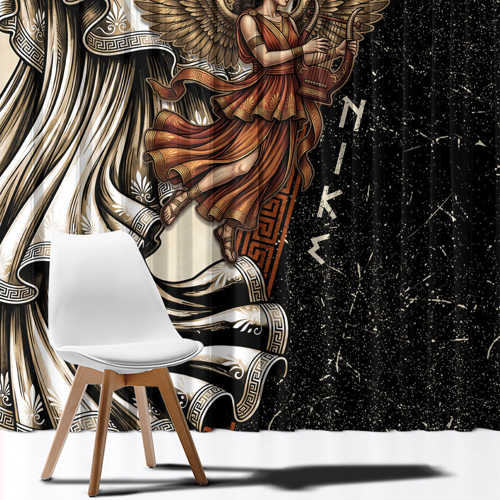 Nike Goddess Window Curtain Winged Goddess Lyre Instrument And Greek Key