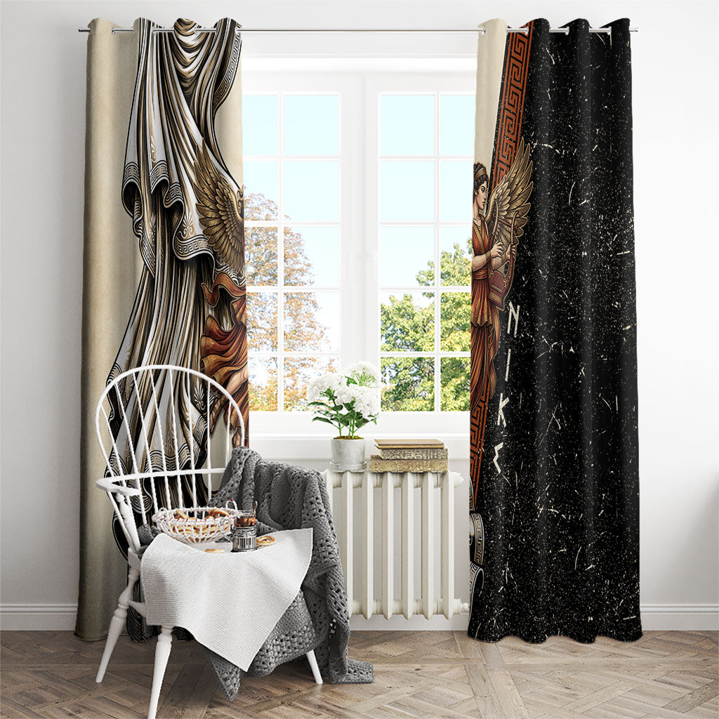 Nike Goddess Window Curtain Winged Goddess Lyre Instrument And Greek Key
