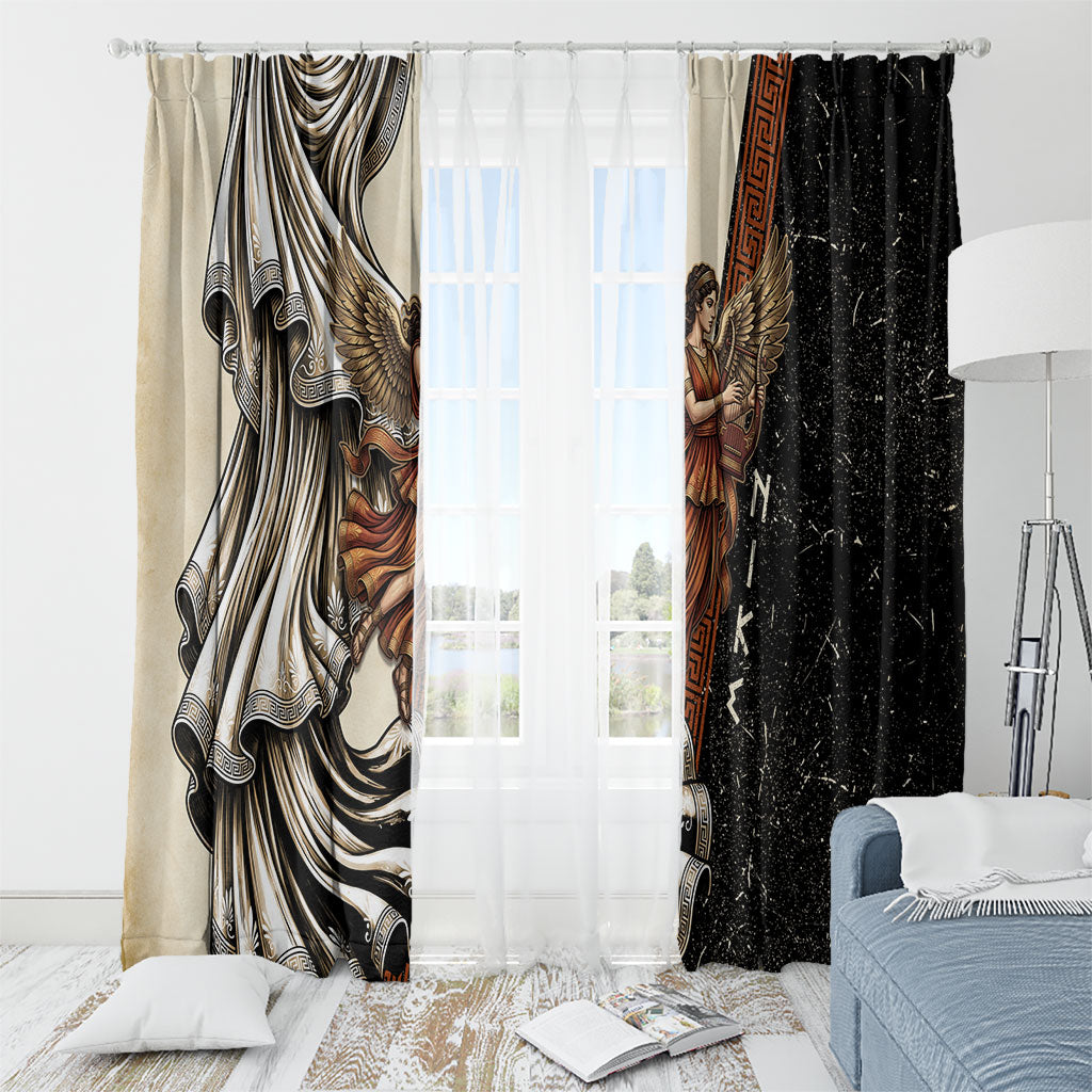 Nike Goddess Window Curtain Winged Goddess Lyre Instrument And Greek Key