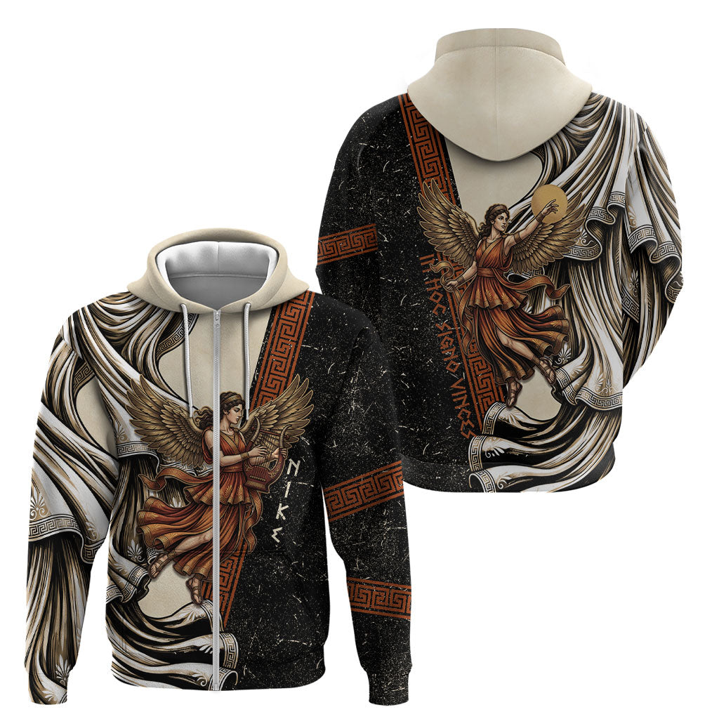 Nike Goddess Zip Hoodie Winged Goddess Lyre Instrument And Greek Key