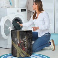 Nemesis Goddess Of Revenge Laundry Basket Winged Nemesis Scales Of Justice - Gold Greek Key