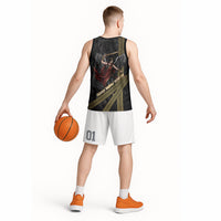 Nemesis Goddess Of Revenge Basketball Jersey Winged Nemesis Scales Of Justice - Gold Greek Key