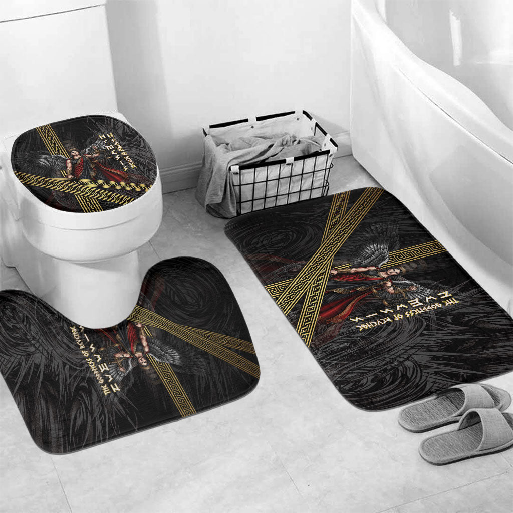 Nemesis Goddess Of Revenge Bathroom Set Winged Nemesis Scales Of Justice - Gold Greek Key