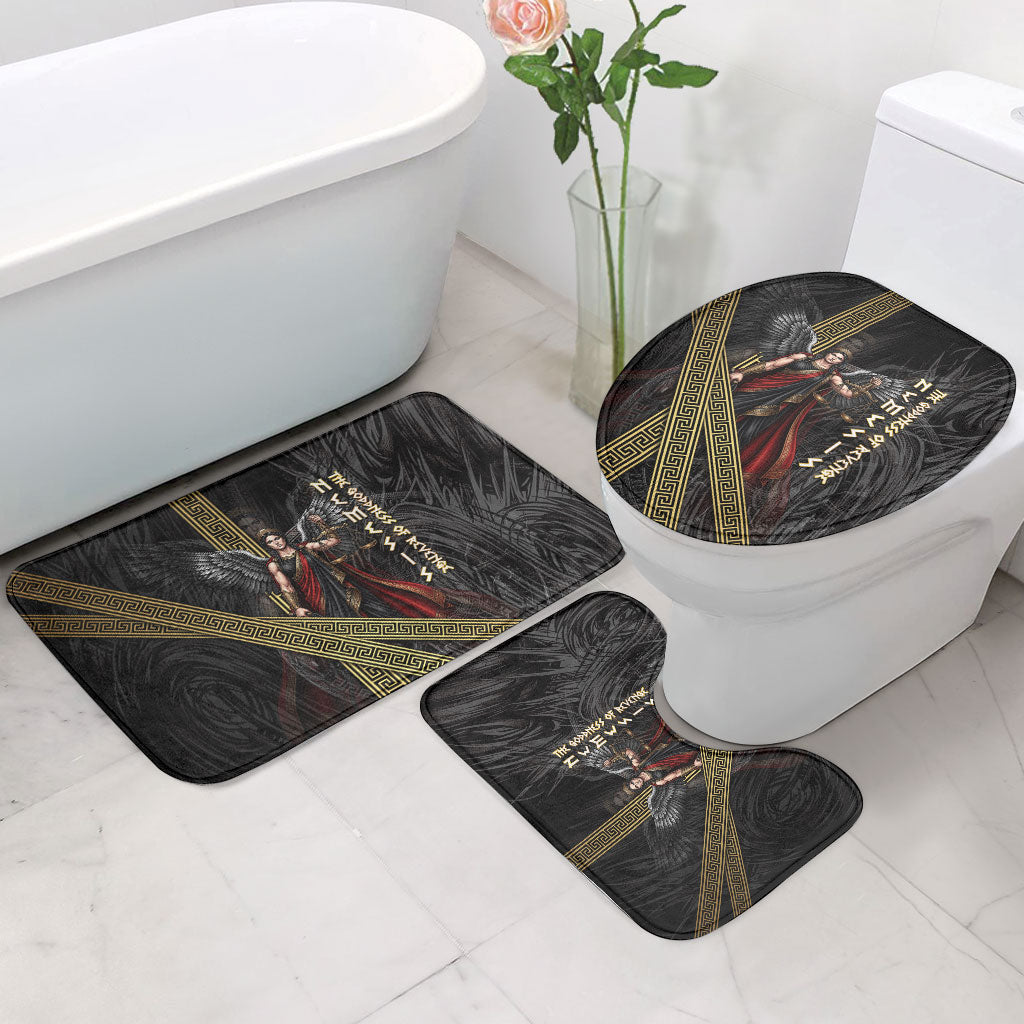 Nemesis Goddess Of Revenge Bathroom Set Winged Nemesis Scales Of Justice - Gold Greek Key