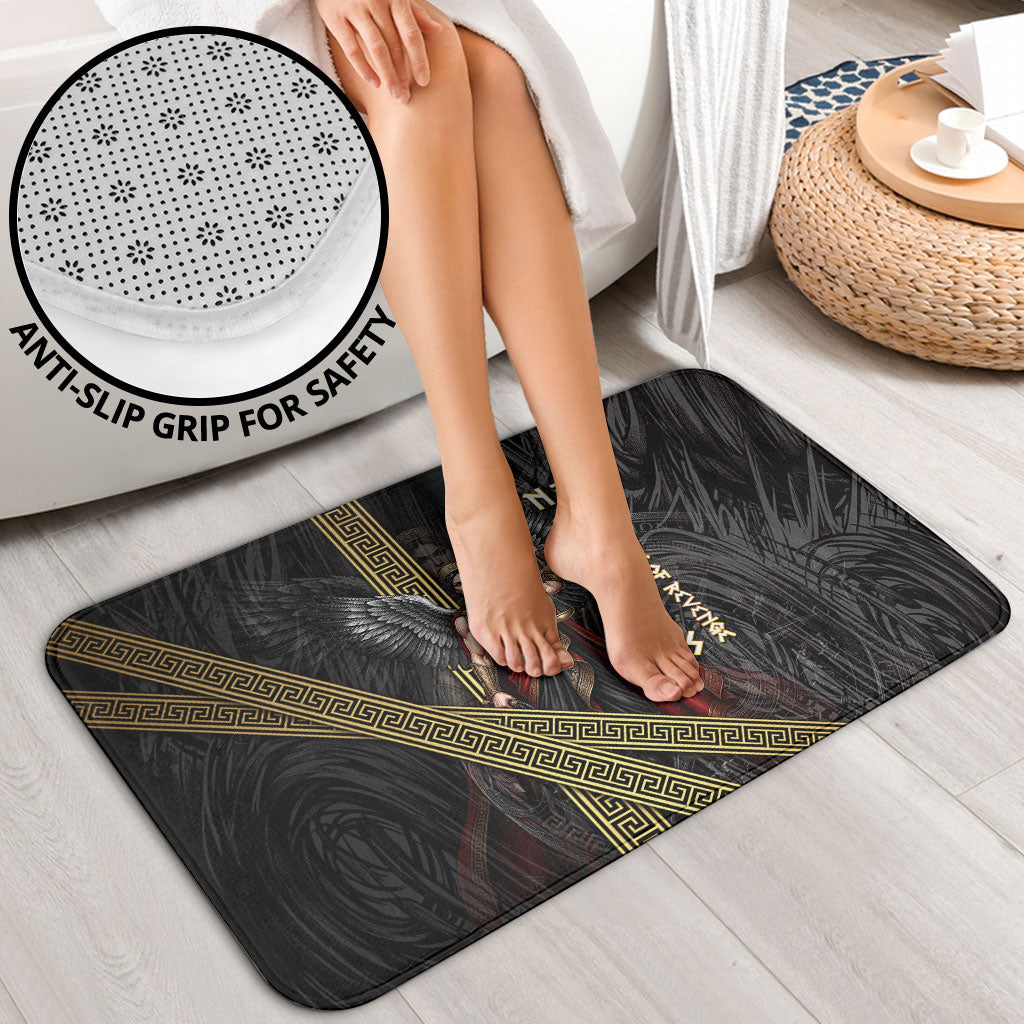 Nemesis Goddess Of Revenge Bathroom Set Winged Nemesis Scales Of Justice - Gold Greek Key