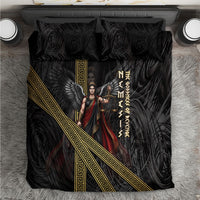 Nemesis Goddess Of Revenge Bedding Set Winged Nemesis Scales Of Justice - Gold Greek Key